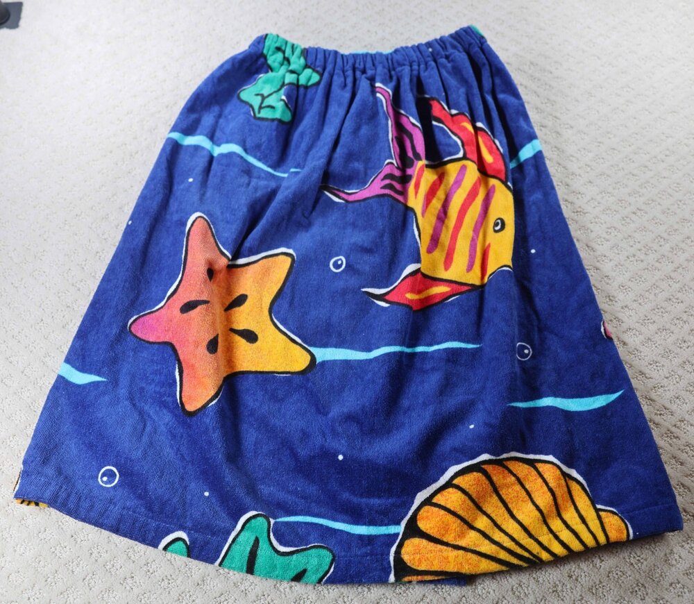NWT Cypress VTG Bathrobes Spa Towel Wrap Cover Up Fish Starfish Terry Brazil